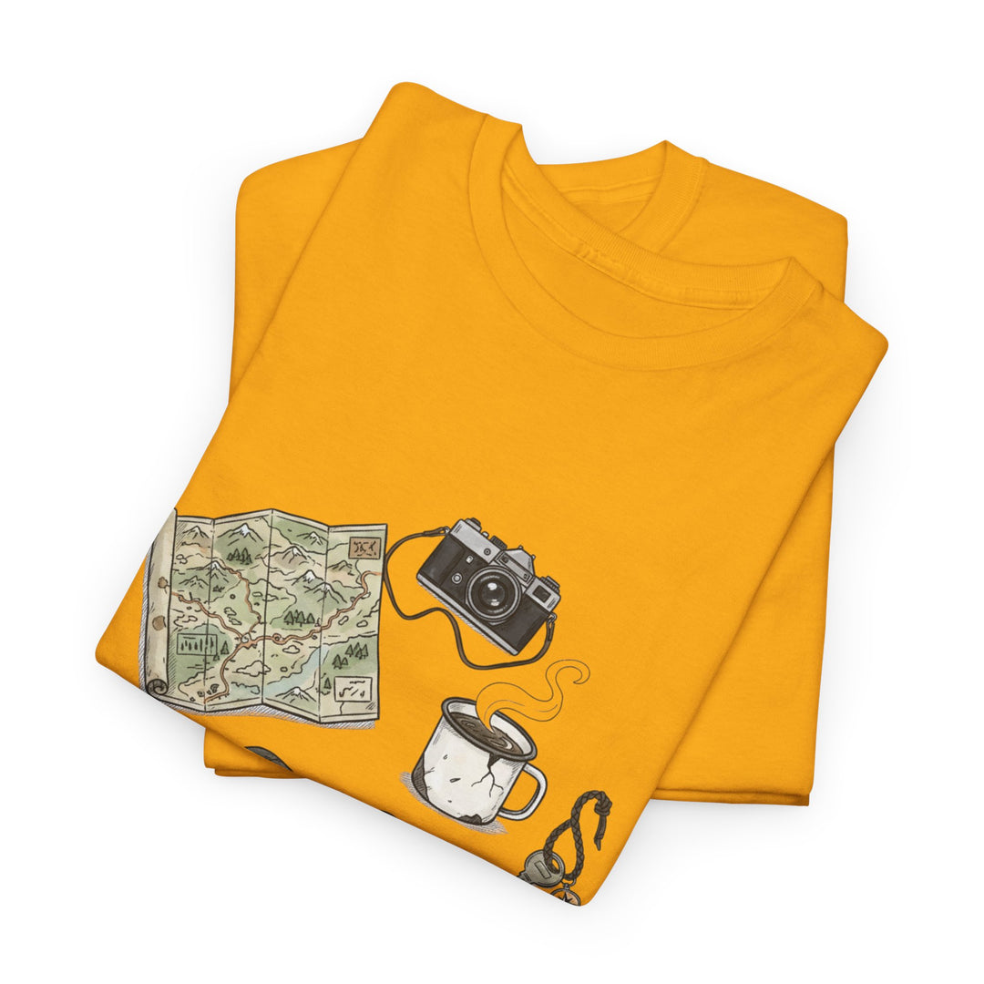 Retro Mountain Camping Gear Graphic T-Shirt - Outdoor Adventure Tee