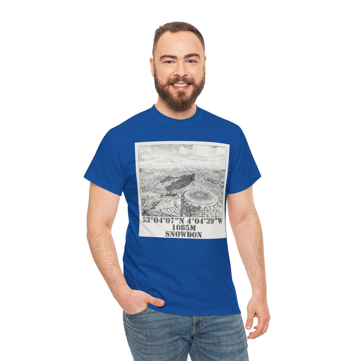 Snowdon Mountain Tee — Vintage Map Illustration with Coordinates