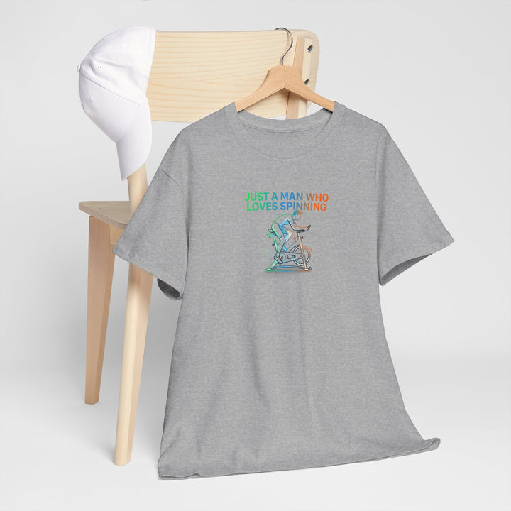 Spinner Enthusiast T-Shirt — "Just a Man Who Loves Spinning" Graphic Tee