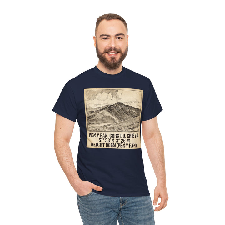 Pen y Fan Summit Coordinates T-Shirt — Vintage Mountain Peak Tee