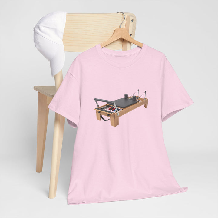 Pilates Reformer Tee – soft, breathable cotton designed for Pilates sessions. Comfortable, flexible, and perfect for reformer workouts or casual wear.