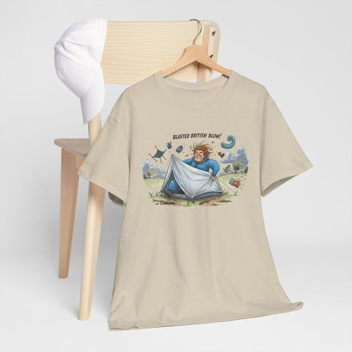 Blasted British Blow Graphic T-Shirt — Retro UK Camping Adventure Tee