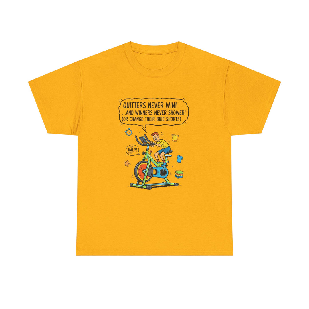 Spin Motivational Tee – soft, breathable cotton featuring an inspiring cycling graphic. Perfect for spin classes, workouts, and active lifestyle wear.