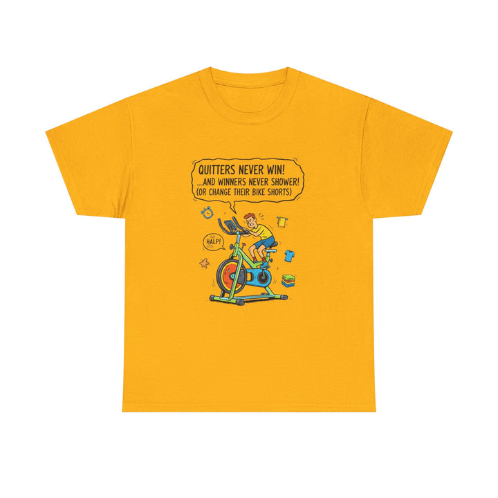 Spin Motivational Tee – soft, breathable cotton featuring an inspiring cycling graphic. Perfect for spin classes, workouts, and active lifestyle wear.