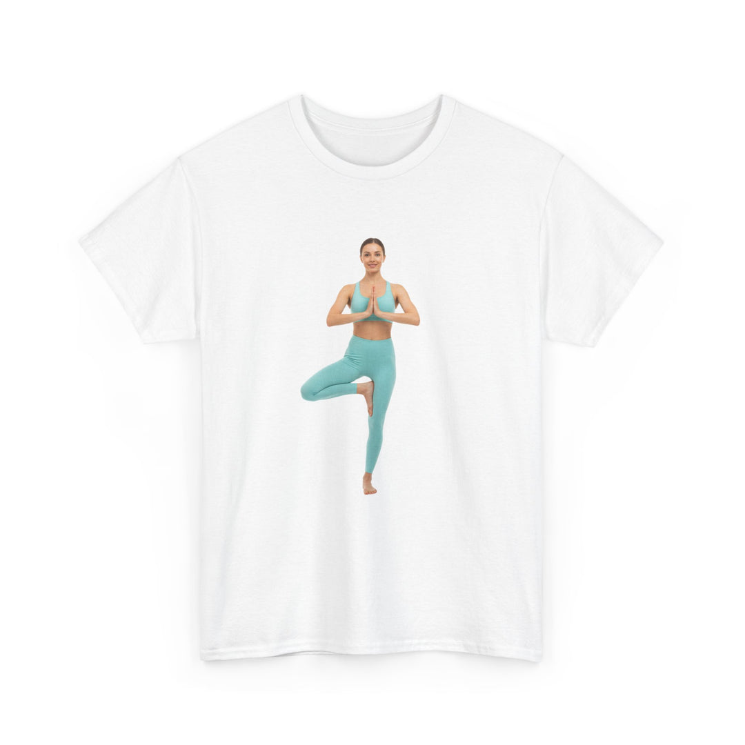 Yoga Pose Tee – soft, breathable cotton featuring a stylish yoga pose design. Perfect for yoga practice, meditation, or casual mindful lifestyle wear.