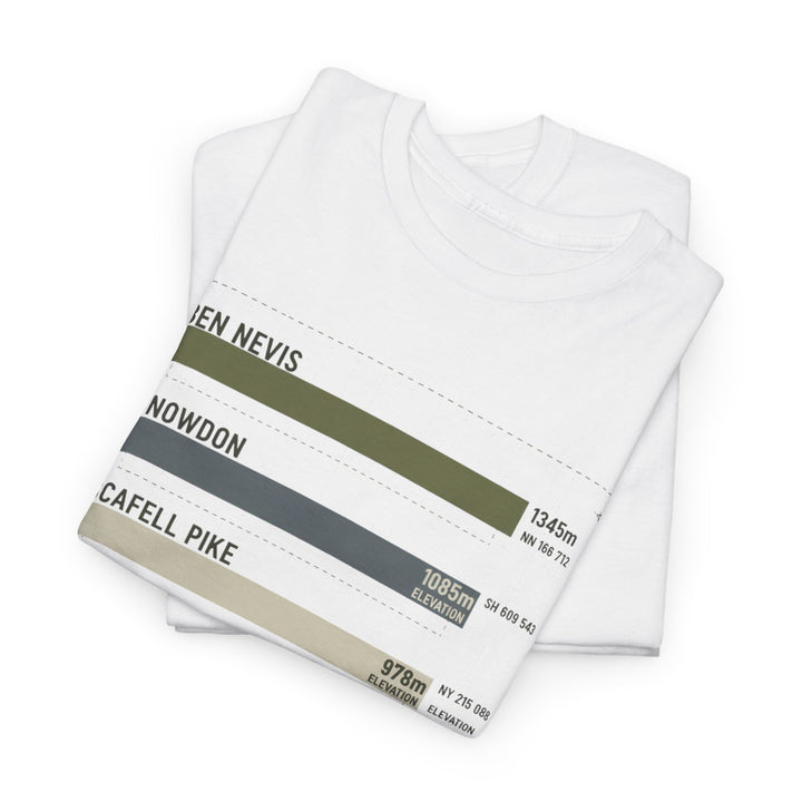 Three Peaks Challenge Graphic T-Shirt — Retro UK Mountain Hiking Tee