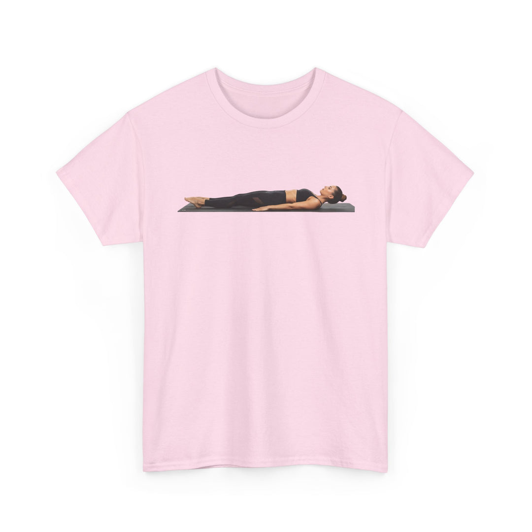 Yoga Savasana Pose Tee – soft, breathable cotton featuring the iconic Savasana pose. Perfect for yoga practice, meditation, or casual, mindful lifestyle wear.