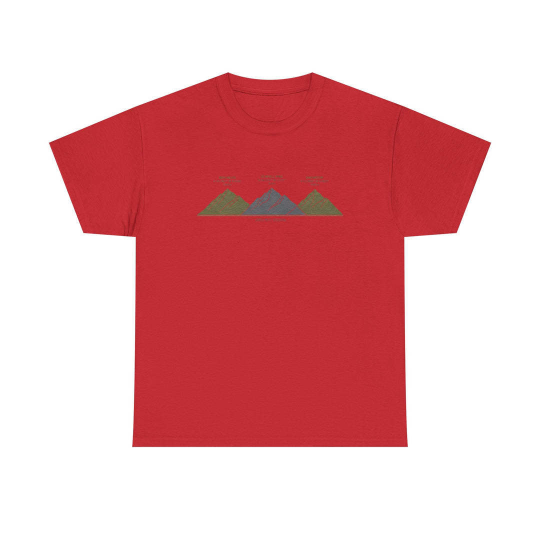 Three Peaks Challenge Graphic T-Shirt — Retro UK Mountain Hiking Tee