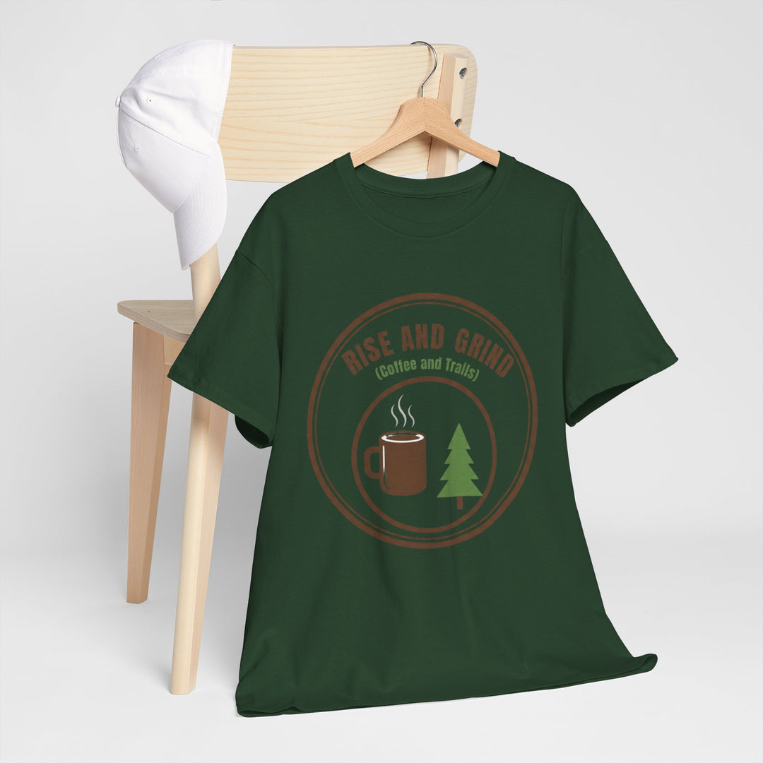 Rise and Grind Coffee T-Shirt - Vintage Camping &amp; Hiking Tee