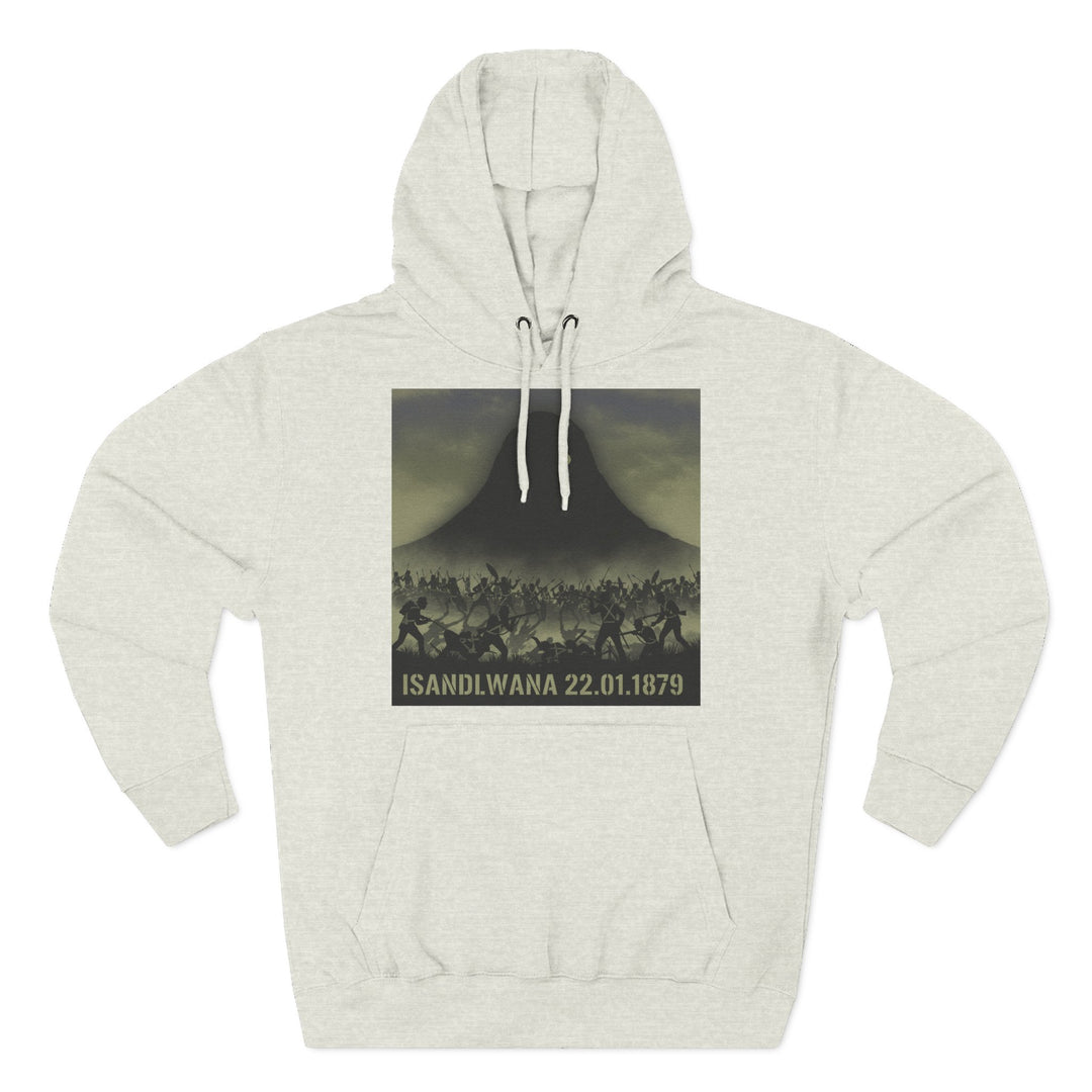 Heather gray hoodie by S&amp;W Gallus, displaying a silhouette of a historical battle scene and the date.