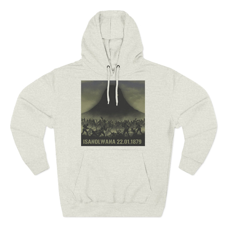Heather gray hoodie by S&amp;W Gallus, displaying a silhouette of a historical battle scene and the date.