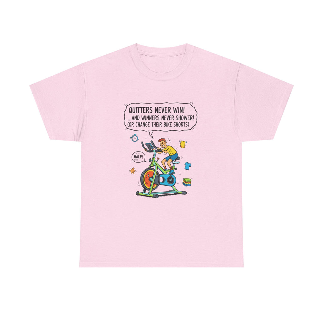 Spin Motivational Tee – soft, breathable cotton featuring an inspiring cycling graphic. Perfect for spin classes, workouts, and active lifestyle wear.