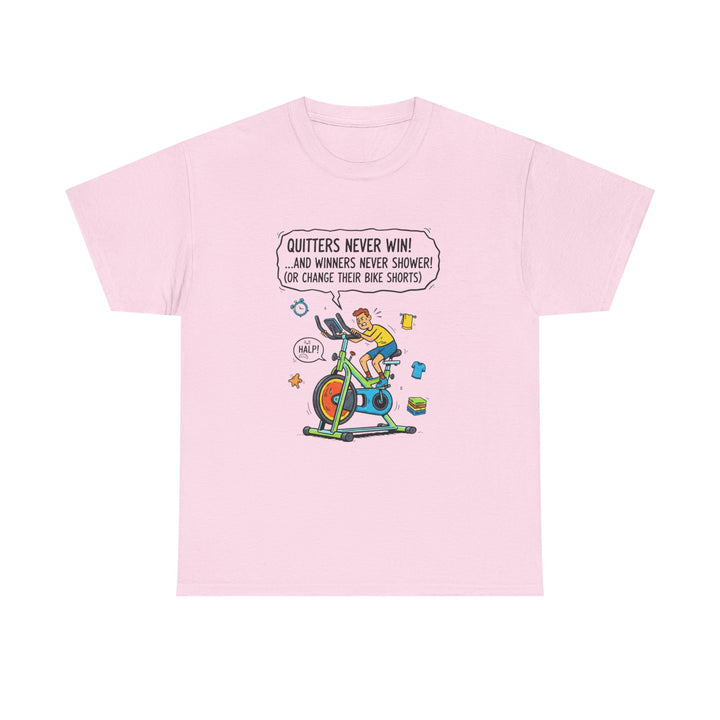 Spin Motivational Tee – soft, breathable cotton featuring an inspiring cycling graphic. Perfect for spin classes, workouts, and active lifestyle wear.