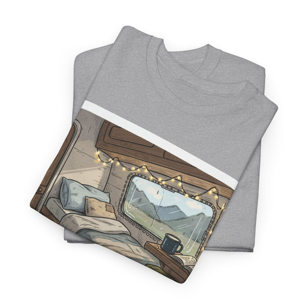 Retro Van Life Interior Graphic T-Shirt - Cozy Camper Van Aesthetic Tee