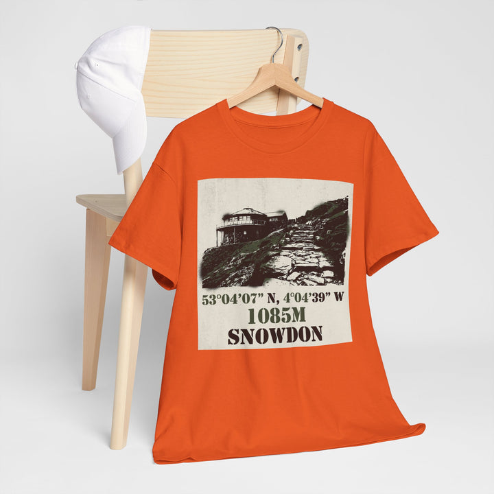 Snowdon 1085m Vintage Summit Tee — Mountain Coordinates Graphic T‑Shirt