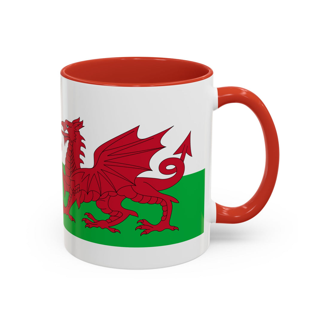 Wales Flag Accent Coffee Mug (11/15oz) – Red Welsh Dragon Tea &amp; Coffee Cup