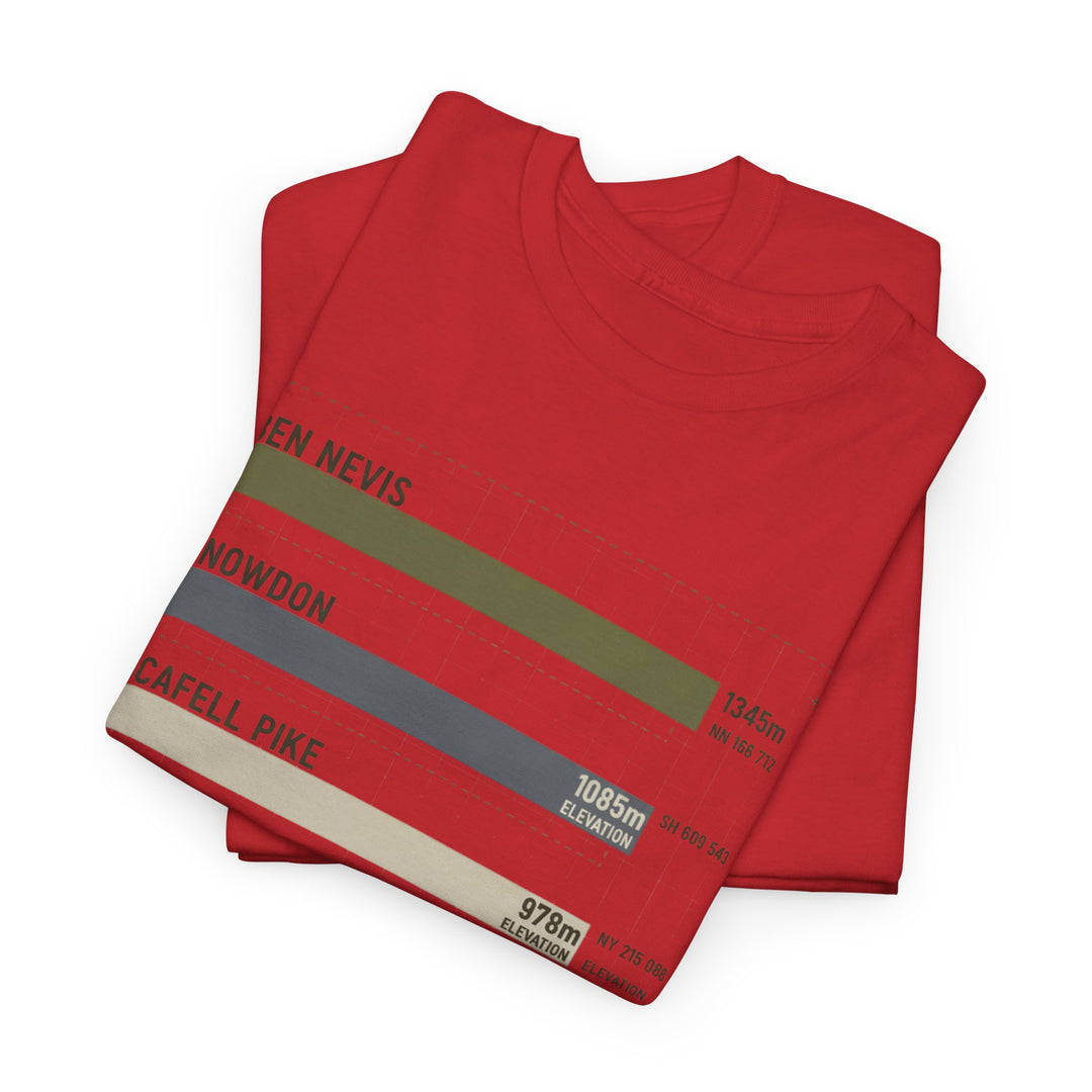 Three Peaks Challenge Graphic T-Shirt — Retro UK Mountain Hiking Tee