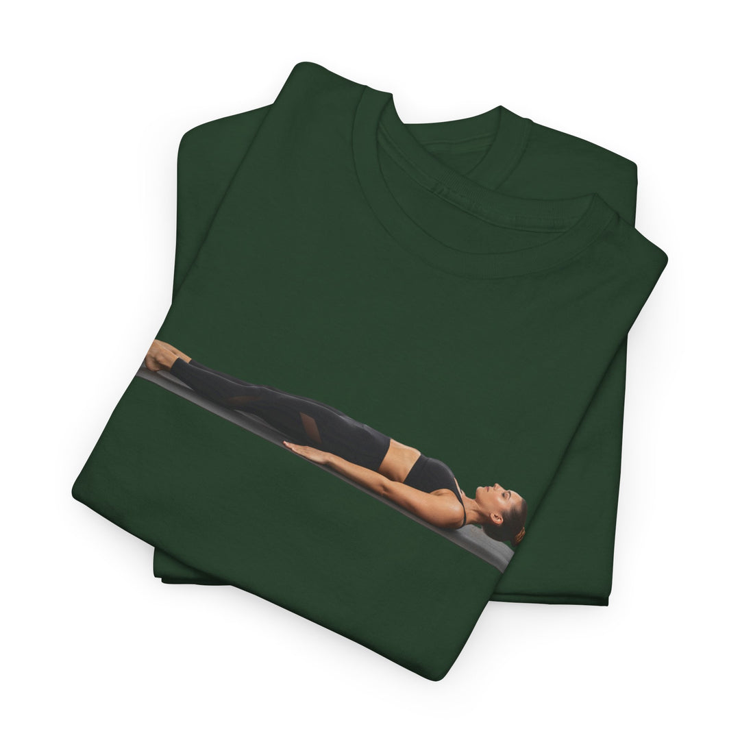 Yoga Savasana Pose Tee – soft, breathable cotton featuring the iconic Savasana pose. Perfect for yoga practice, meditation, or casual, mindful lifestyle wear.