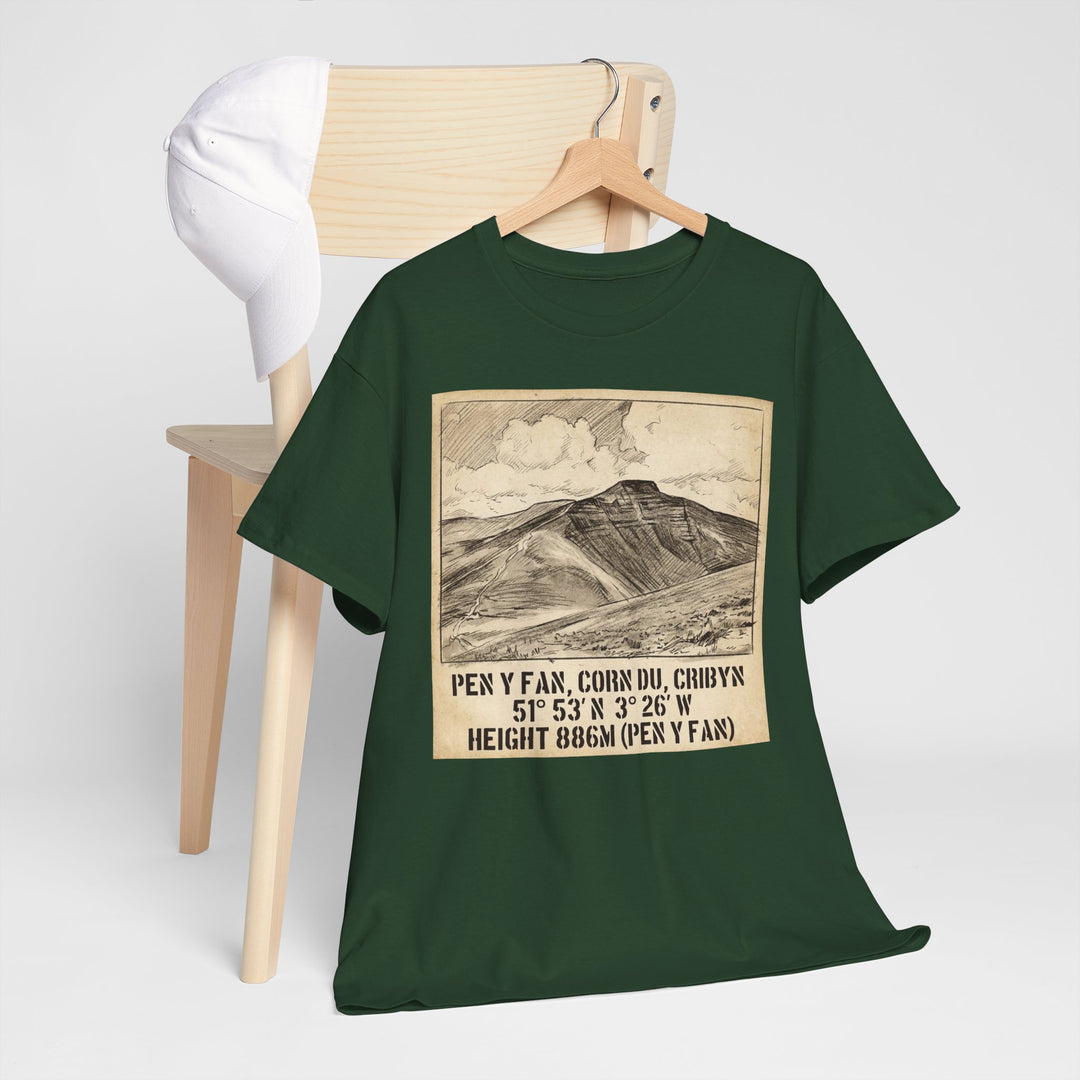 Pen y Fan Summit Coordinates T-Shirt — Vintage Mountain Peak Tee