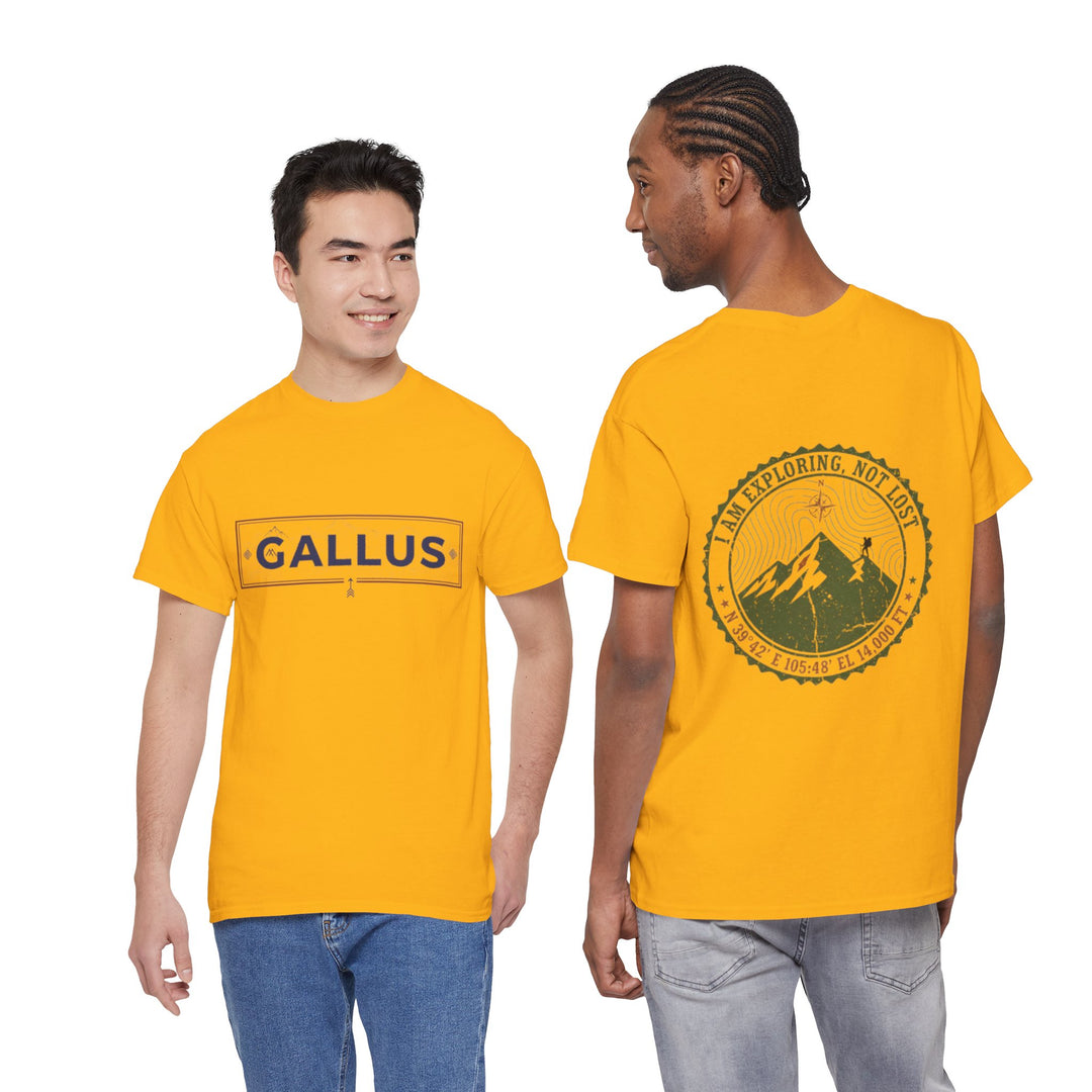 Adventure Logo Tee — "GALLUS" Mountain Badge Shirt (Exploring Not Lost)
