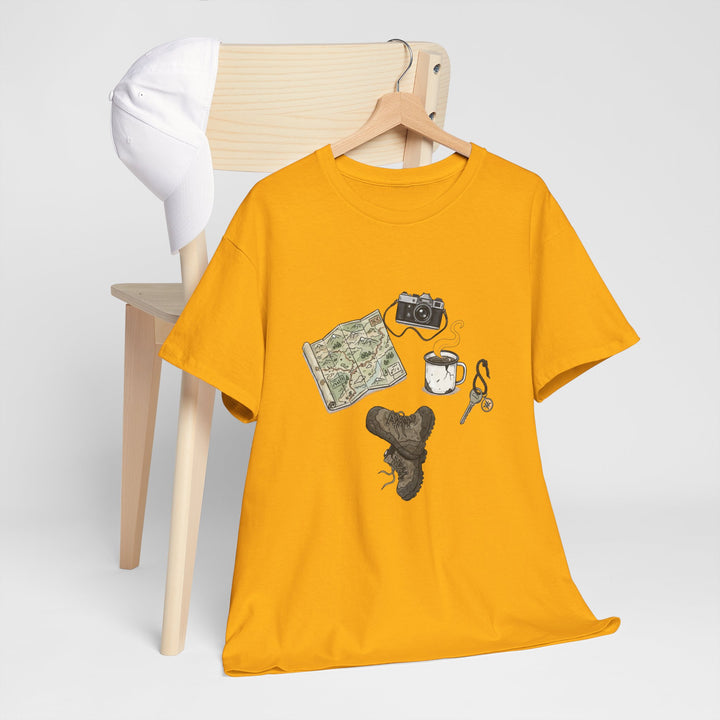 Retro Mountain Camping Gear Graphic T-Shirt - Outdoor Adventure Tee