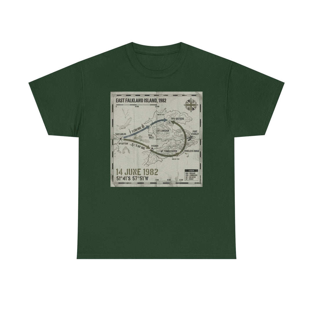 East Falkland 1982 Map T-Shirt — Port Stanley Victory Graphic