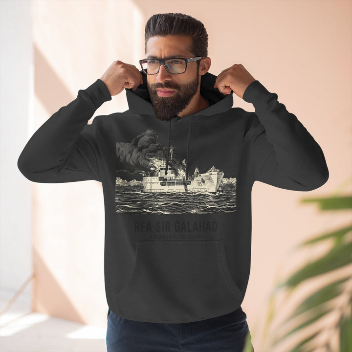 RFA Sir Galahad Graphic Hoodie — Retro Ship Illustration &amp; Gallus S&amp;W Logo