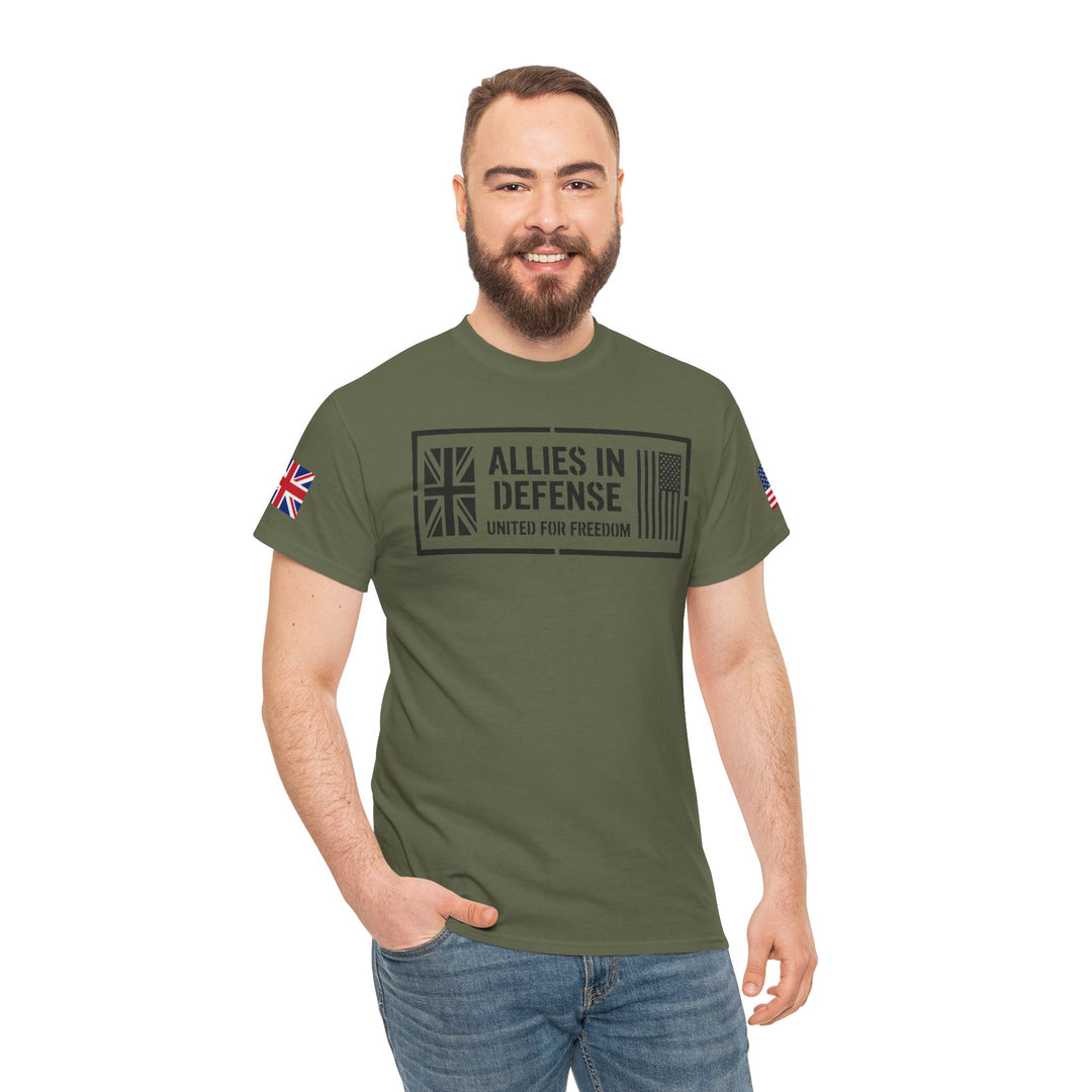 UK &amp; US Allies Defence Veteran Tee — Flags on Sleeves
