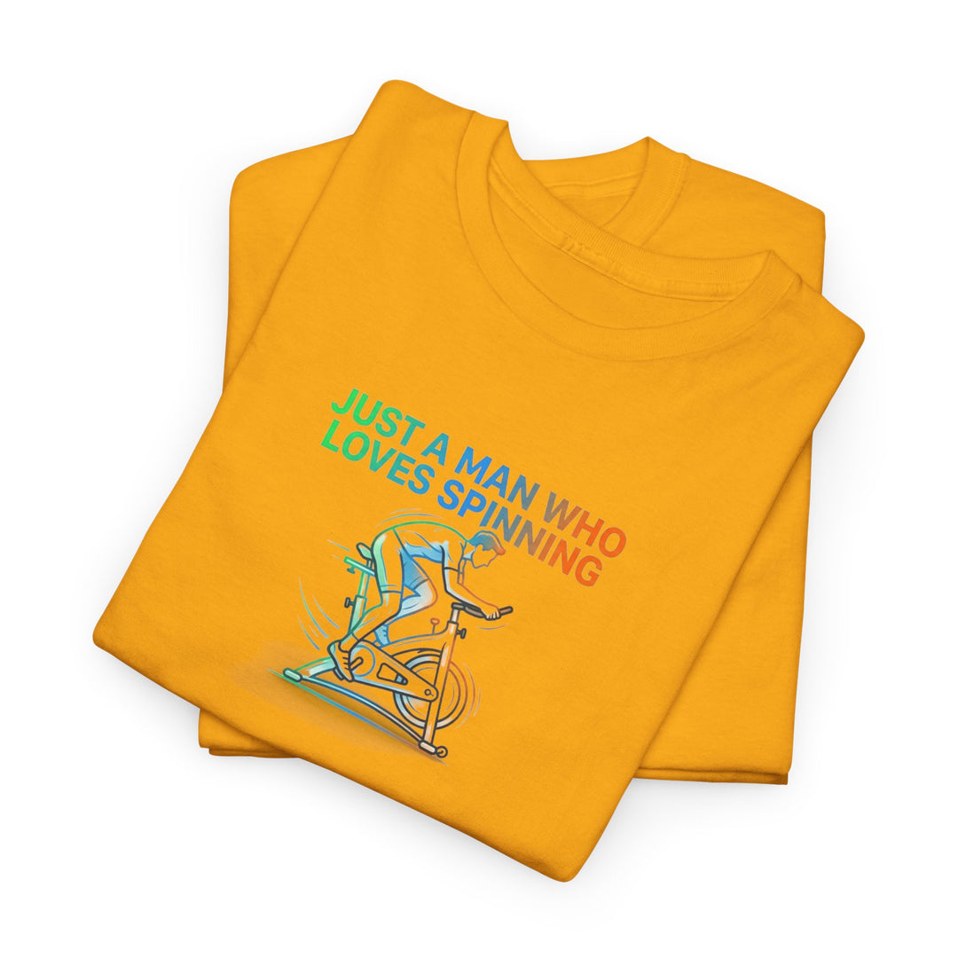Spinner Enthusiast T-Shirt — "Just a Man Who Loves Spinning" Graphic Tee