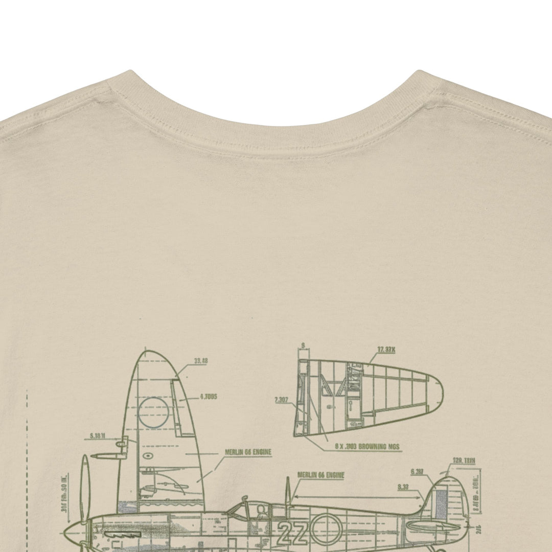 Supermarine Spitfire Blueprint T-Shirt — WW2 Aircraft — alternate product image 7