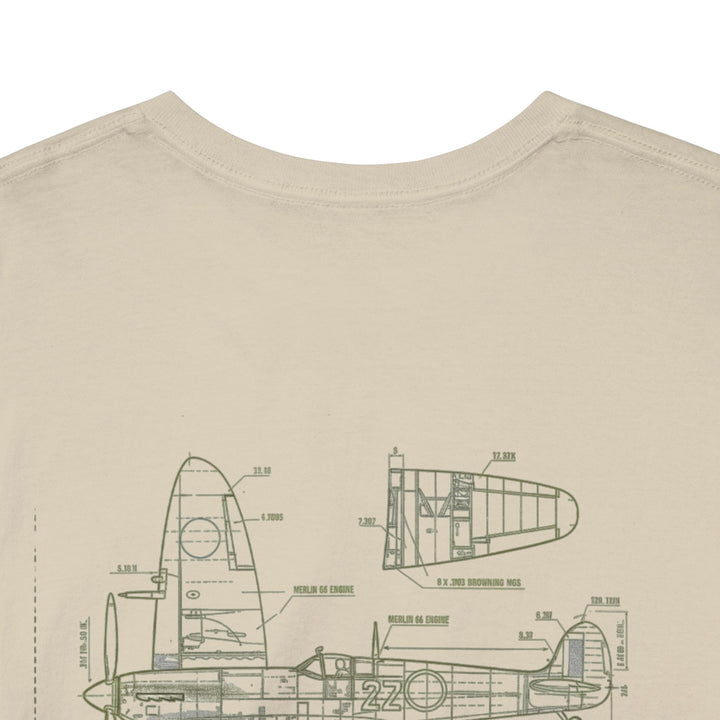Supermarine Spitfire Blueprint T-Shirt — WW2 Aircraft — alternate product image 7