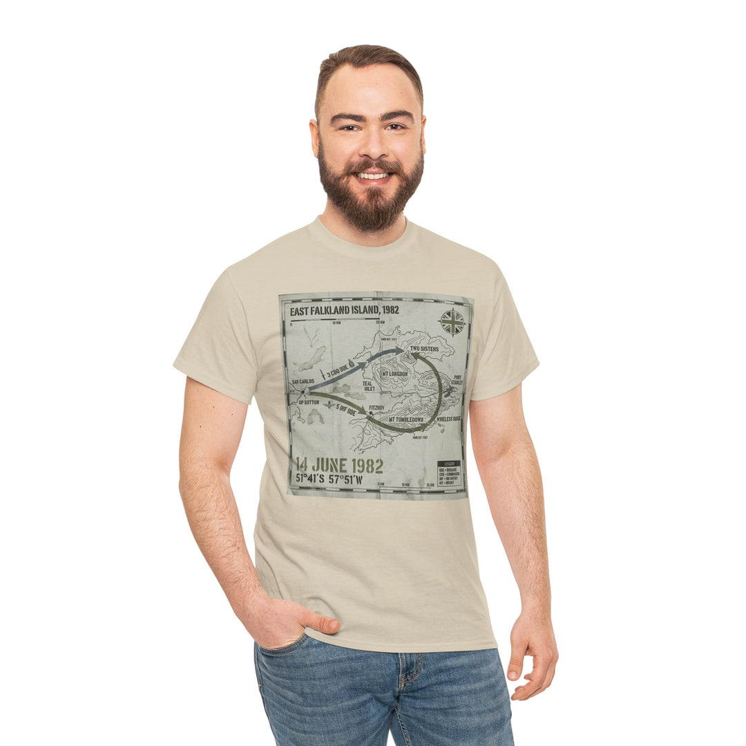East Falkland 1982 Map T-Shirt — Port Stanley Victory Graphic