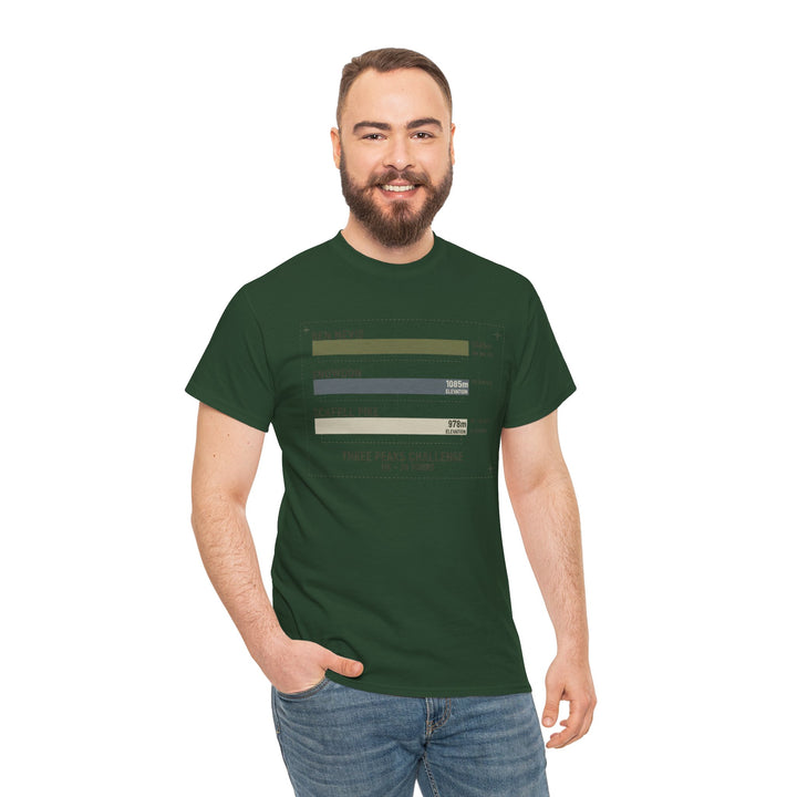 Three Peaks Challenge Graphic T-Shirt — Retro UK Mountain Hiking Tee