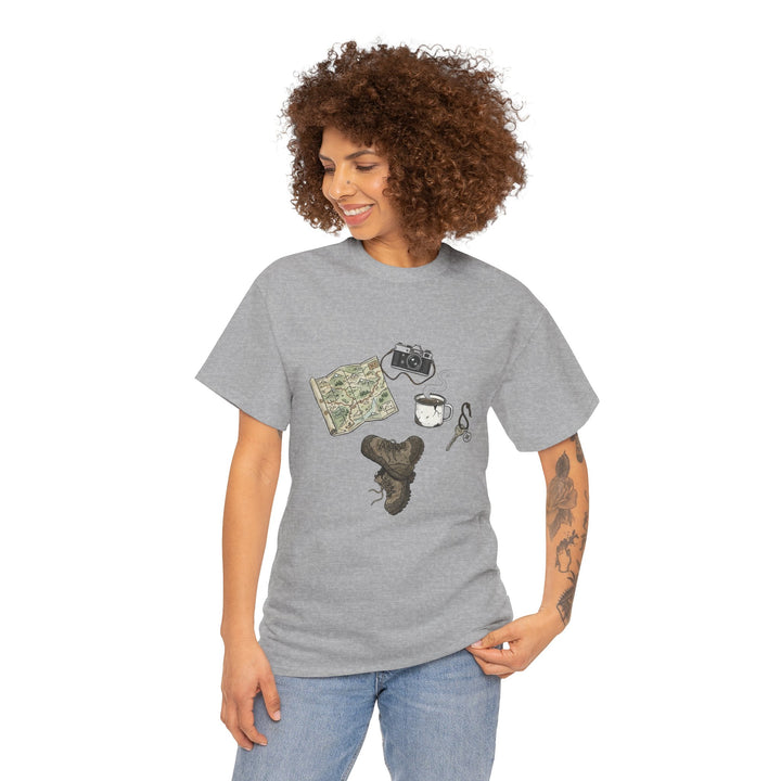 Retro Mountain Camping Gear Graphic T-Shirt - Outdoor Adventure Tee