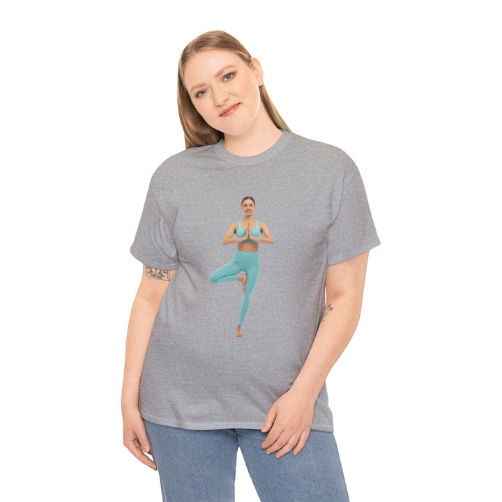 Yoga Pose Tee – soft, breathable cotton featuring a stylish yoga pose design. Perfect for yoga practice, meditation, or casual mindful lifestyle wear.