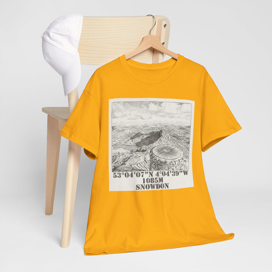 Snowdon Mountain Tee — Vintage Map Illustration with Coordinates