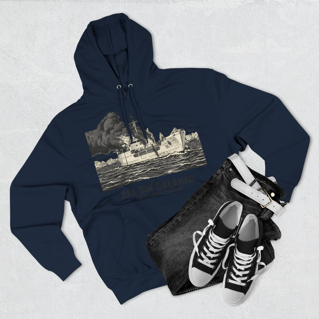 RFA Sir Galahad Graphic Hoodie — Retro Ship Illustration &amp; Gallus S&amp;W Logo