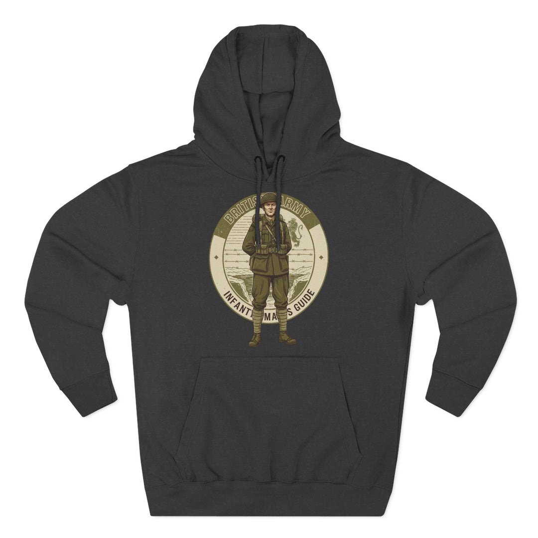 Charcoal gray hoodie by S&amp;W Gallus featuring a vintage World War II soldier graphic on the front.