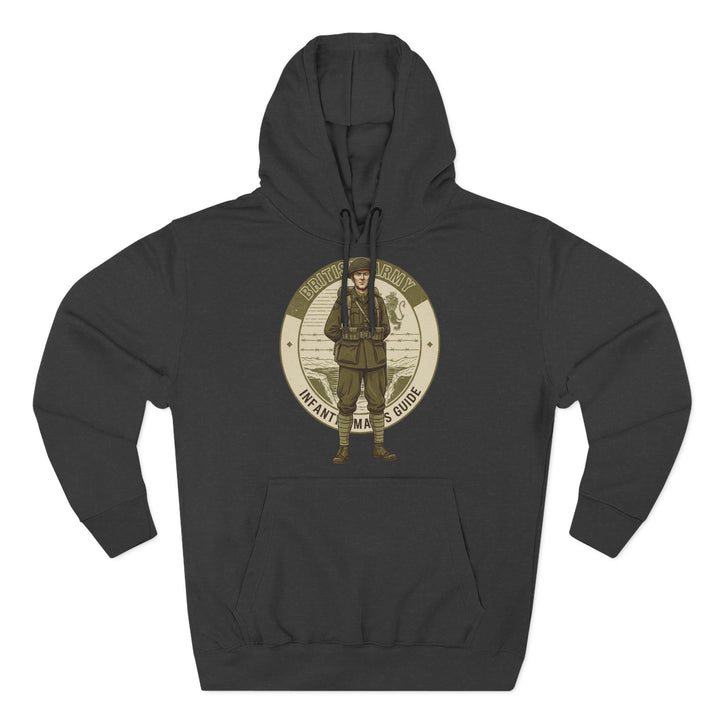Charcoal gray hoodie by S&amp;W Gallus featuring a vintage World War II soldier graphic on the front.