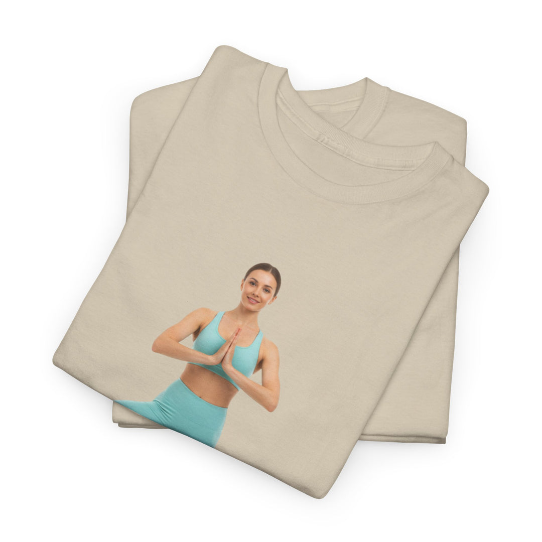 Yoga Pose Tee – soft, breathable cotton featuring a stylish yoga pose design. Perfect for yoga practice, meditation, or casual mindful lifestyle wear.