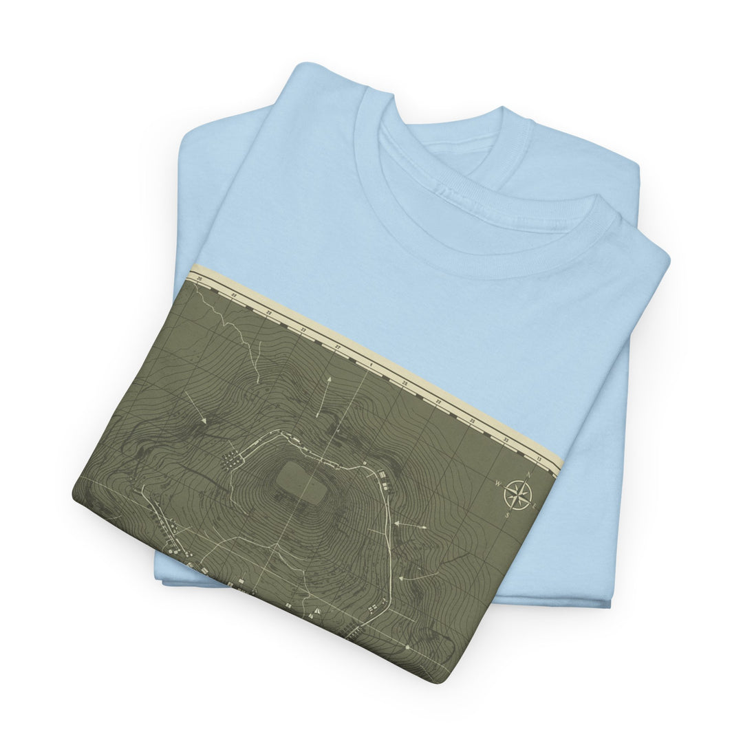 Isandlwana Map Print T-Shirt featuring a vintage topographic design. A bold heritage graphic tee inspired by historic terrain.
