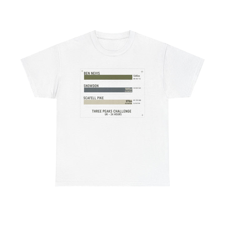 Three Peaks Challenge Graphic T-Shirt — Retro UK Mountain Hiking Tee