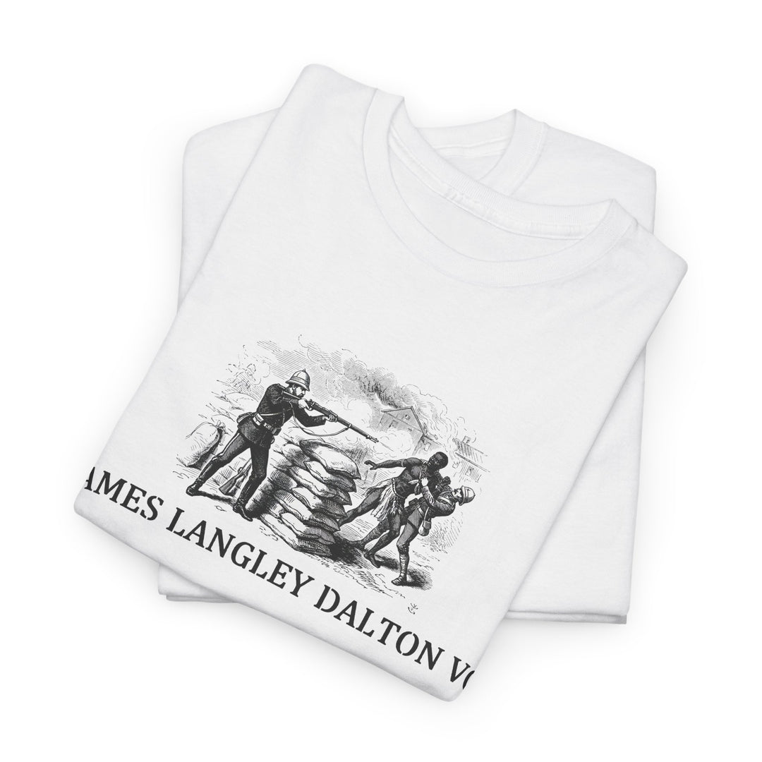 Dalton VC Rorke’s Drift Tribute T-Shirt honoring James Langley Dalton’s courage in 1879. A bold Anglo-Zulu War heritage design.