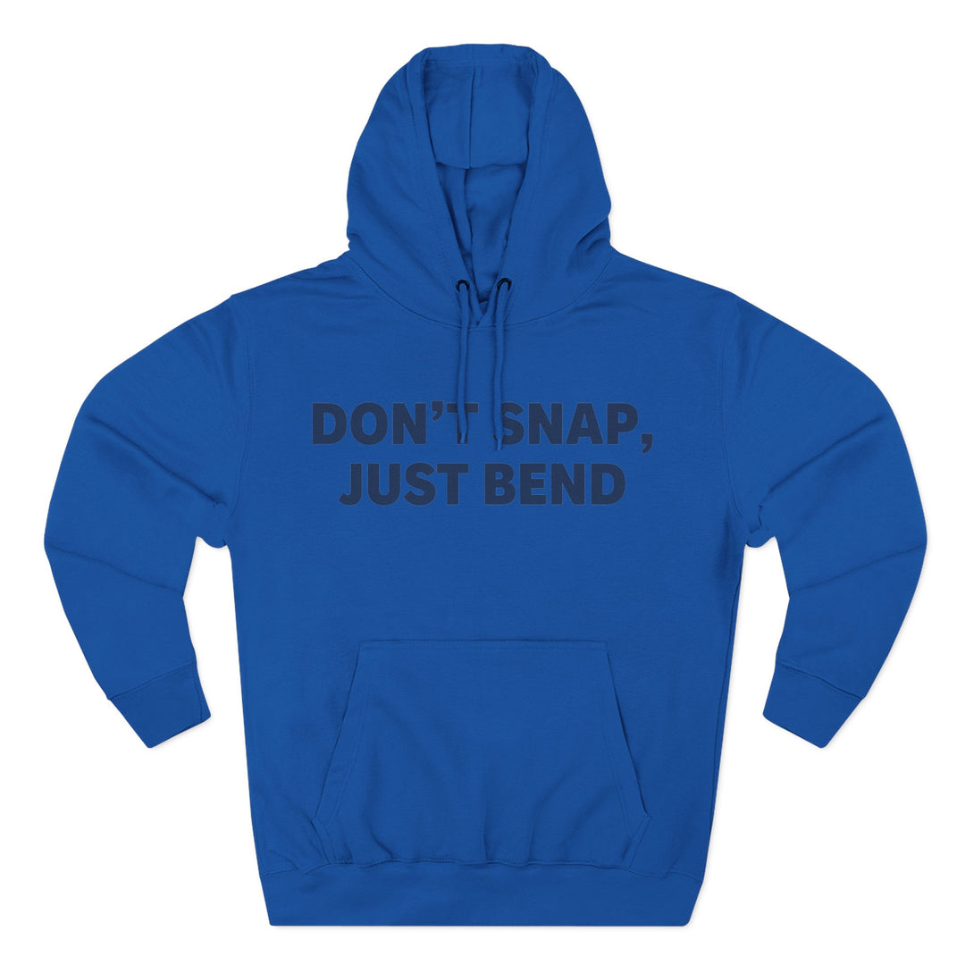 Blue hoodie by S&amp;W Gallus featuring a contrasting dark graphic text on the front.