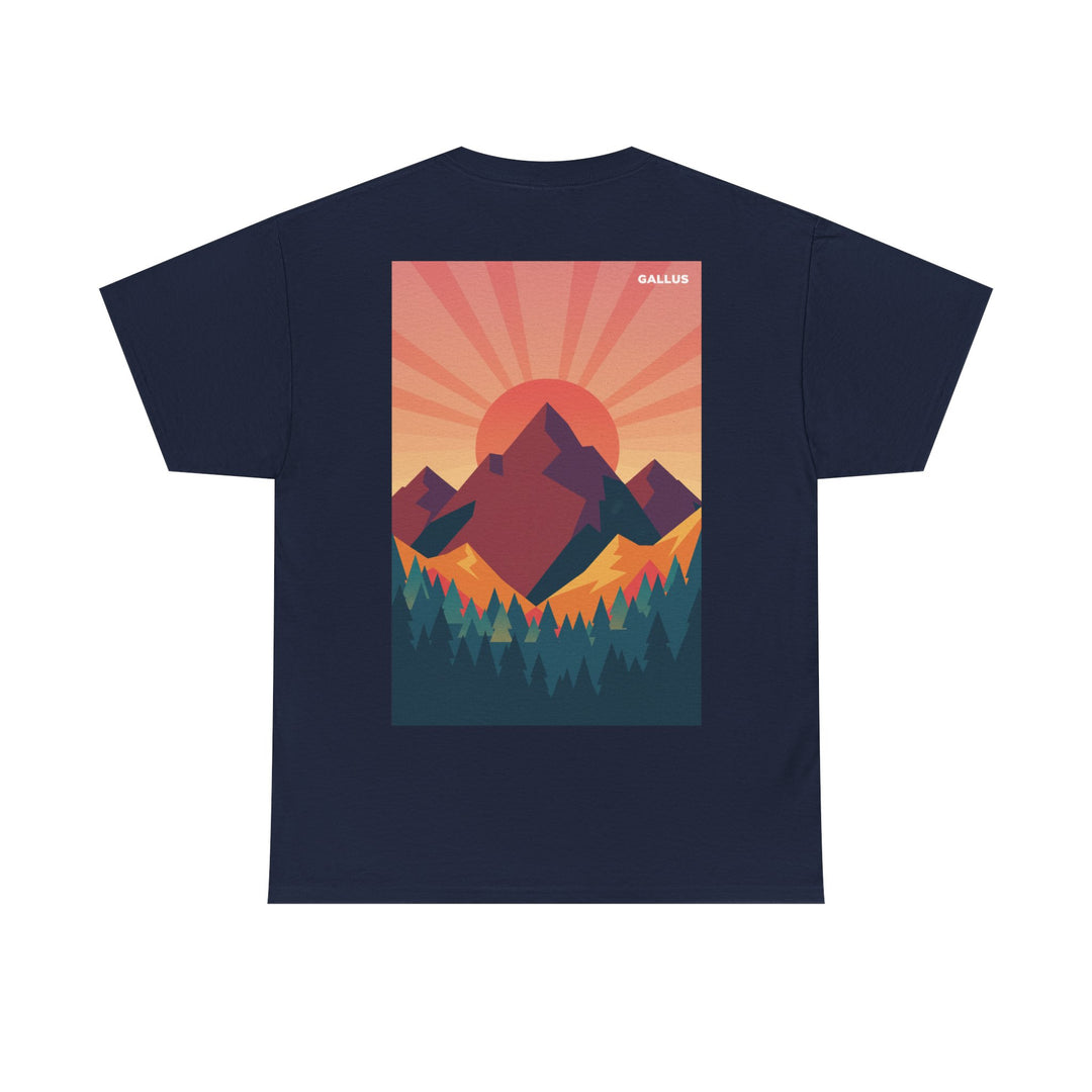 T-Shirt — Gallus Mountain Graphic Tee (Sunrise Landscape Back Print)