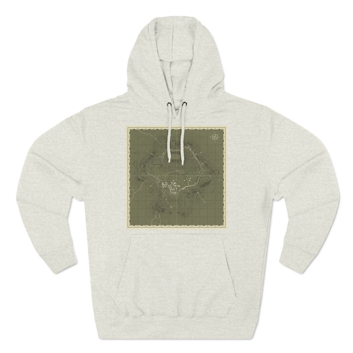 Heather grey hoodie by S&amp;W Gallus, featuring a military map design on the front.