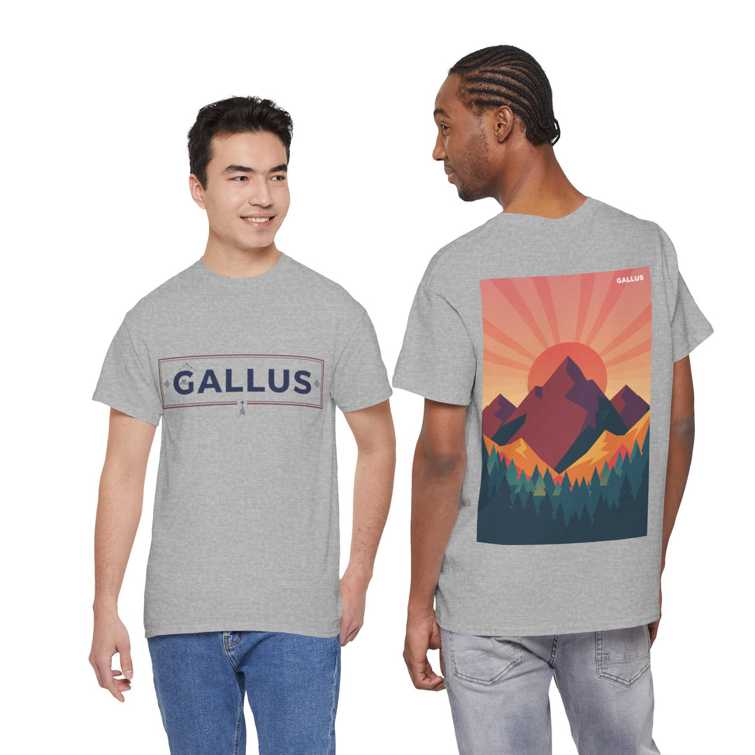 T-Shirt — Gallus Mountain Graphic Tee (Sunrise Landscape Back Print)