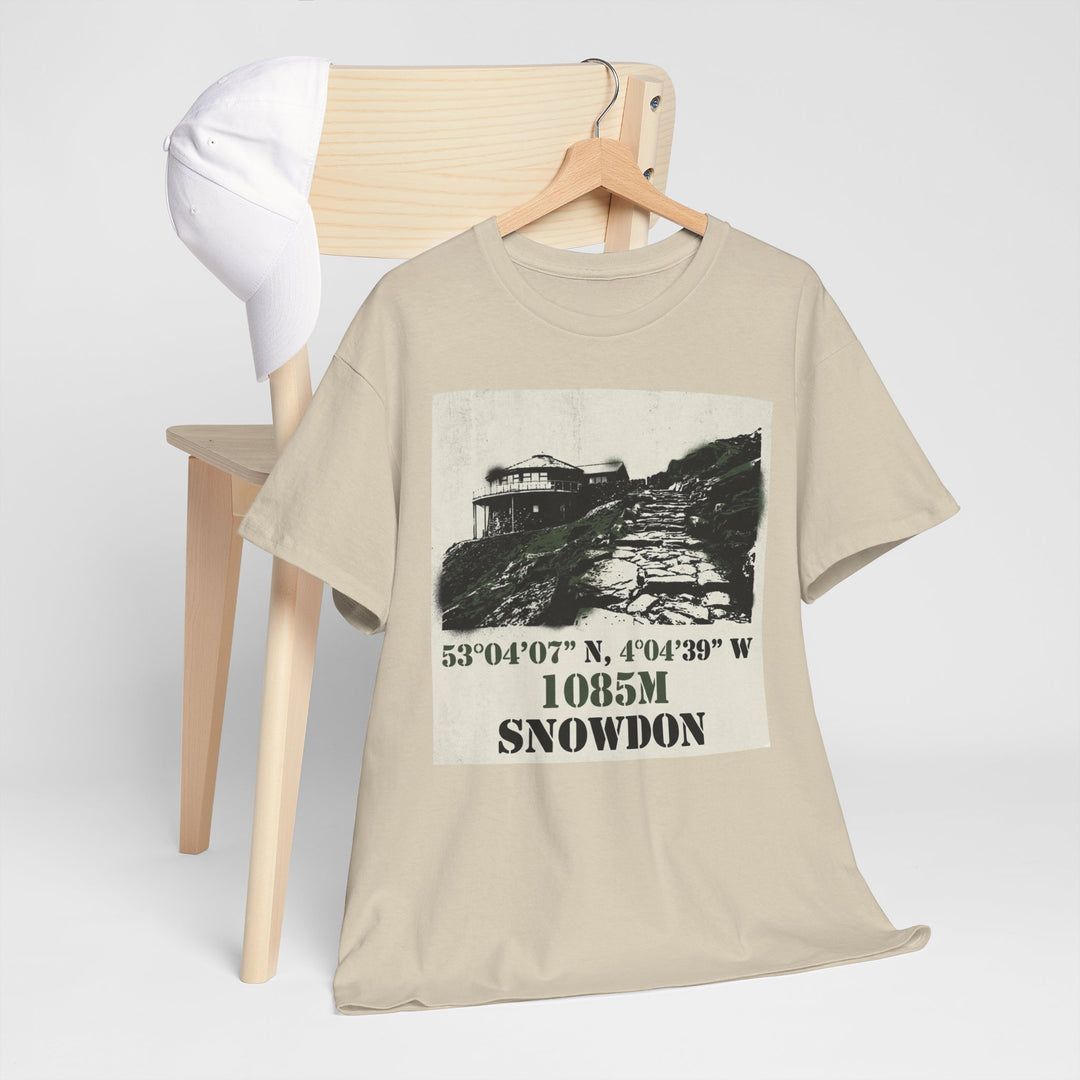 Snowdon 1085m Vintage Summit Tee — Mountain Coordinates Graphic T‑Shirt