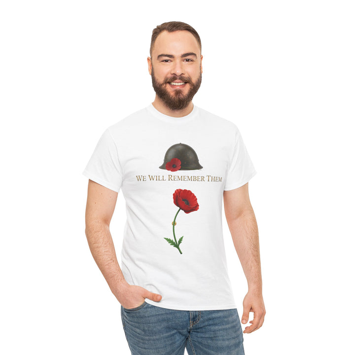 Poppy &amp; Helmet T-Shirt — Remembrance Floral Military Tribute Tee