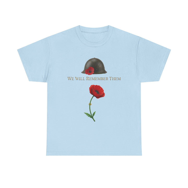 Poppy &amp; Helmet T-Shirt — Remembrance Floral Military Tribute Tee